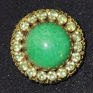 Vintage Austrian Green Rhinestone Brooch
